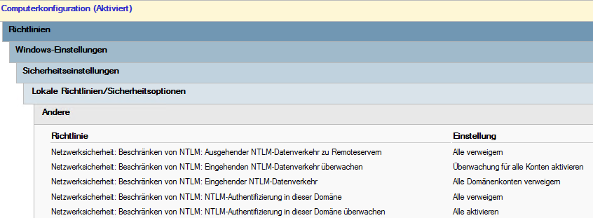 NTLM Richtlinie
